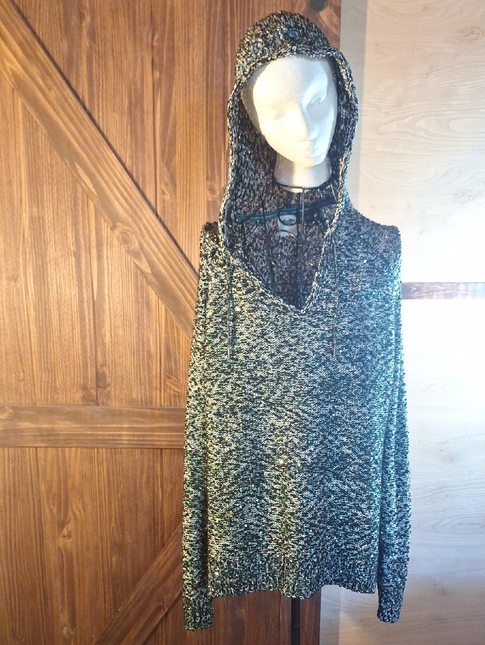 Harley-Davidson Black and Silver Marled Knit Hoodie